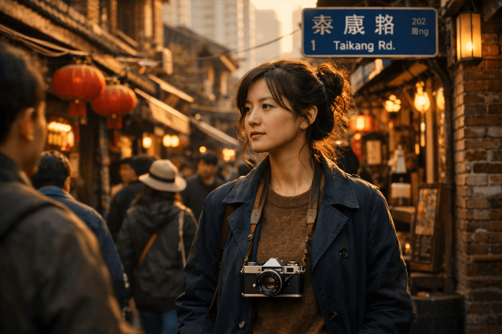 LUMIVORE LOCKED PROMPT
Episode: 88 Steps Between Us
Frame: Ruiwen in Tianzifang
CORE INTENT LOCK

Generate a single cinematic still that behaves as an observational record, not a narrative illustration.
The image must feel found, not staged.
The system must listen before it renders.

SUBJECT IDENTITY LOCK

Liang Ruiwen (梁瑞文)

Chinese woman, age 34

Grounded, realistic appearance

Slightly wavy dark brown hair, loosely gathered into a practical bun

Natural flyaways framing the face

No makeup emphasis, no stylization

Expression: calm, focused, inwardly attentive

Gaze directed into the environment, never toward camera

Identity integrity must remain stable. No beautification drift. No model aesthetics.

WARDROBE & OBJECT LOCK

Earth-toned wool sweater, practical and unadorned

Navy-blue trench coat, slightly creased, worn through regular use

No fashion editorial styling

A vintage film camera hangs naturally from her neck

Worn leather strap

Camera rests with believable weight

Treated as a working tool, not a symbol

ENVIRONMENT LOCK

Location: Tianzifang, Shanghai

Narrow alley with traditional lane houses

Brick textures, shopfronts, hanging lanterns

Artisan spaces visible but not highlighted

Crowd present and moving naturally

No one interacts directly with Ruiwen

Architectural layering:

Low-rise lane houses foreground

Modern high-rises faintly visible in distance

No skyline dominance

A blue Shanghai street sign with Chinese characters and pinyin must be visible but not centered.

SPATIAL & BLOCKING LOCK

Ruiwen placed slightly off-center

Crowd flows around her organically

She remains still within motion

No central hero framing

Camera height at human eye level

Framing feels incidental, as if the photographer paused mid-walk

LIGHTING & ATMOSPHERE LOCK

Golden afternoon sunlight

Warm highlights on skin and hair

Deep, realistic shadows in the alley

Natural contrast only

No artificial glow

No fog, haze, or cinematic mist

Lighting must read as time-of-day truth, not mood design.

COLOR & TEXTURE LOCK

Warm stone, brick, and skin tones

Muted blues and earth colors

Lantern reds subdued, contextual only

No saturation boost

No stylized color grading

Textures must feel tactile and lived-in.

CAMERA BEHAVIOR LOCK

Cinematic realism

Moderate depth of field

No exaggerated bokeh

No lens flares

No dramatic motion blur

The camera behaves as a witness, not a storyteller.

EMOTIONAL RESTRAINT LOCK

No overt emotion

No narrative signaling

No symbolic posing

Meaning must emerge from stillness

The image must not announce itself.

REFUSAL LOCKS (ABSOLUTE)

No posed portrait

No eye contact with camera

No glamour lighting

No fashion editorial framing

No tourist or postcard Shanghai

No skyline spectacle

No cinematic fog or fantasy effects

No symbolic gestures

No emotional exaggeration

TERMINATION CONDITION

Stop generation as soon as the image listens instead of speaks.
Do not escalate detail beyond what is necessary to remain true.